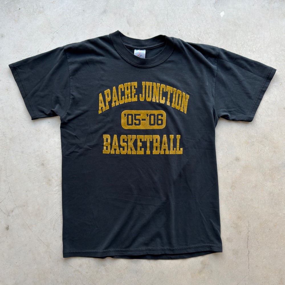 Vintage Apache Junction Basketball Shirt 05-06 Quiroz 10 Black Yellow Mens S/M